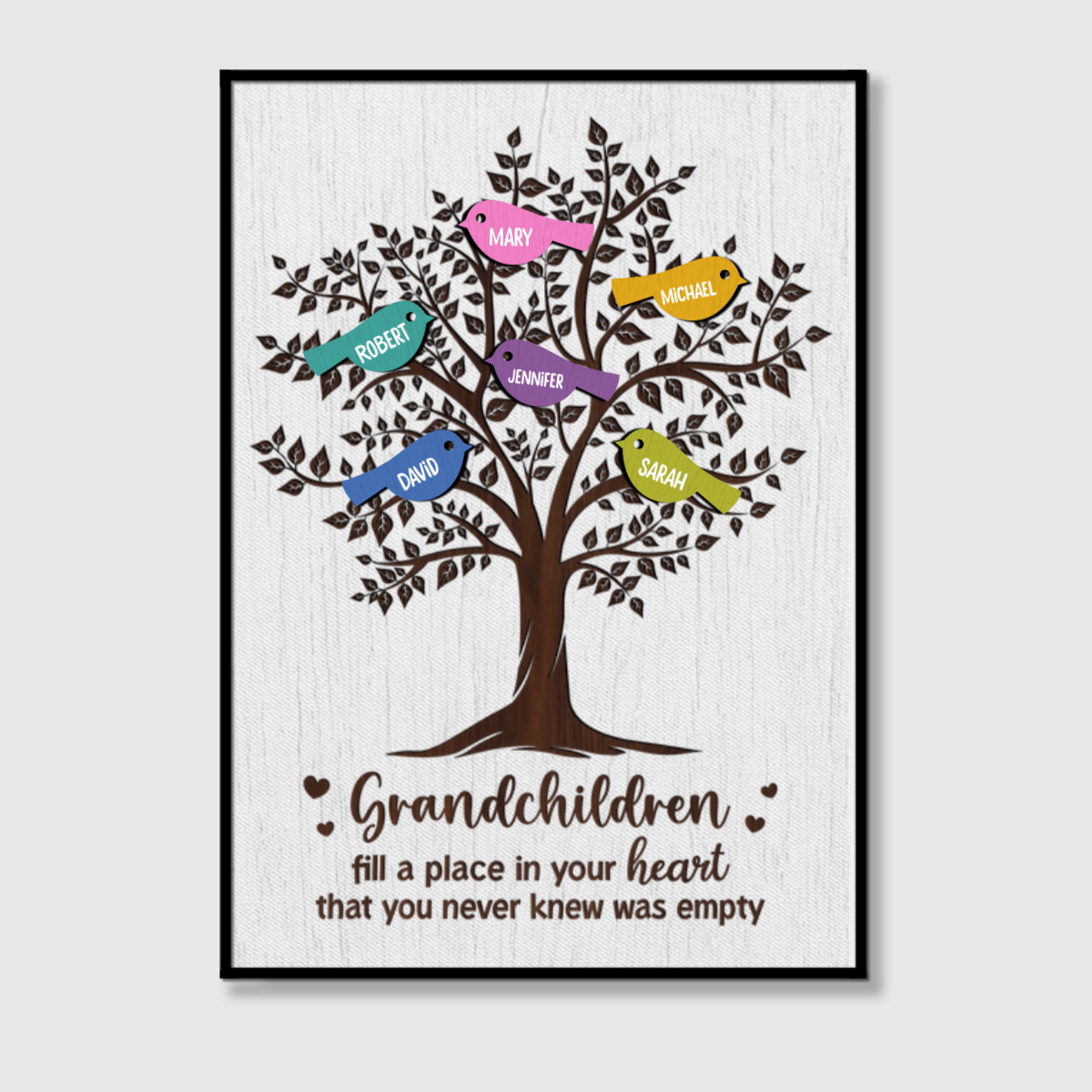 Personalized Family Tree Canvas: 'Grandchildren Fill Your Heart'