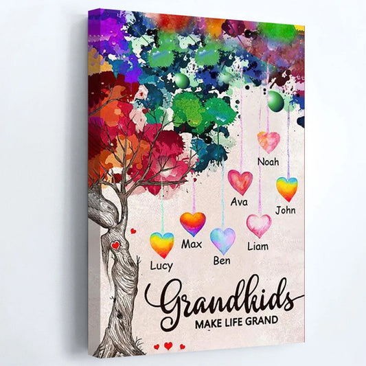 Custom Grandkids 'Make Life Grand' Canvas - Family Tree Gift for Grandparents