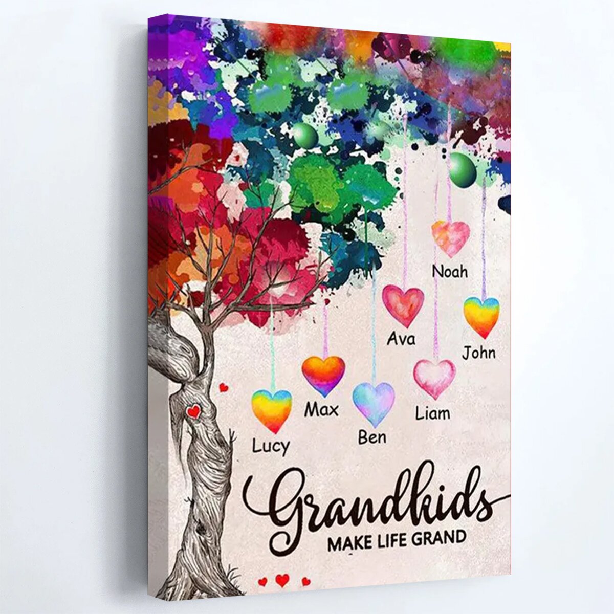 Custom Grandkids 'Make Life Grand' Canvas - Family Tree Gift for Grandparents