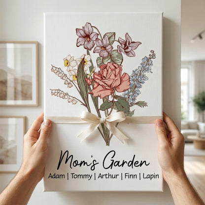 Personalized 'Mom's Garden' Birth Flower Canvas Gift for Mom & Grandma