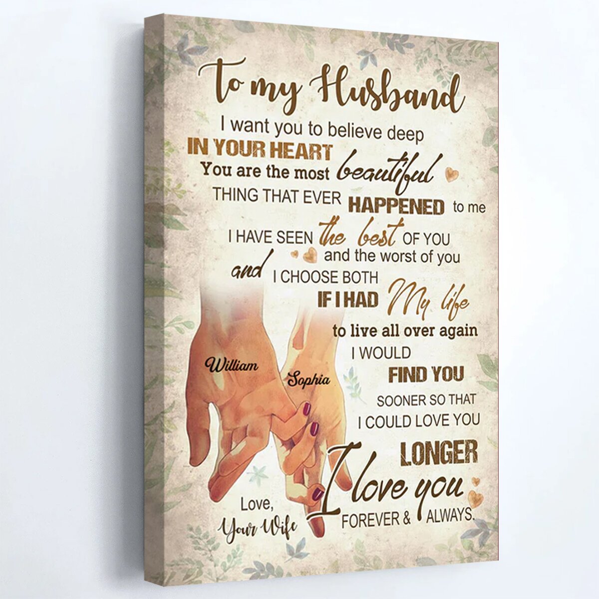 Heartfelt Personalized Husband Canvas: 'I Love You Forever & Always' Gift