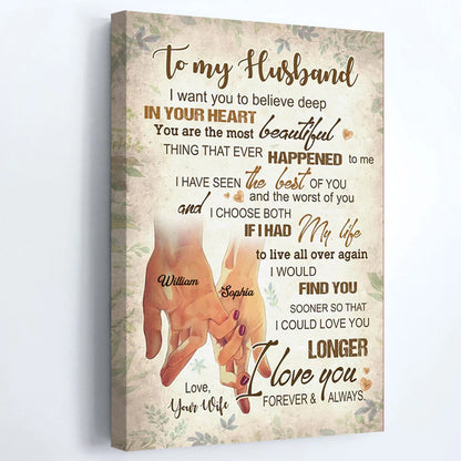 Heartfelt Personalized Husband Canvas: 'I Love You Forever & Always' Gift