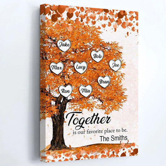 Personalized Family Tree Canvas: 'Together is Our Favorite Place to Be'