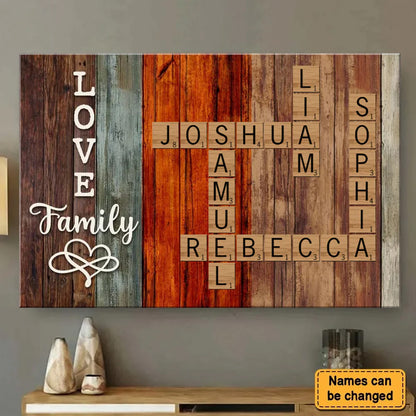 Personalized 'LOVE Family' Crossword Names Canvas /Poster Wall Art for Home