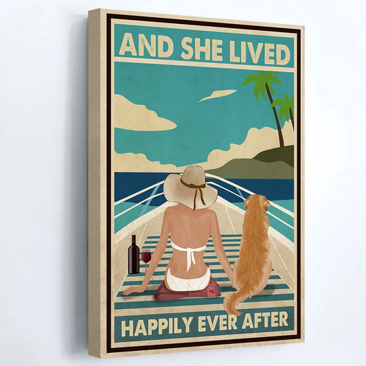 Personalized "Happily Ever After" Dog Mom Beach Canvas Wall Art