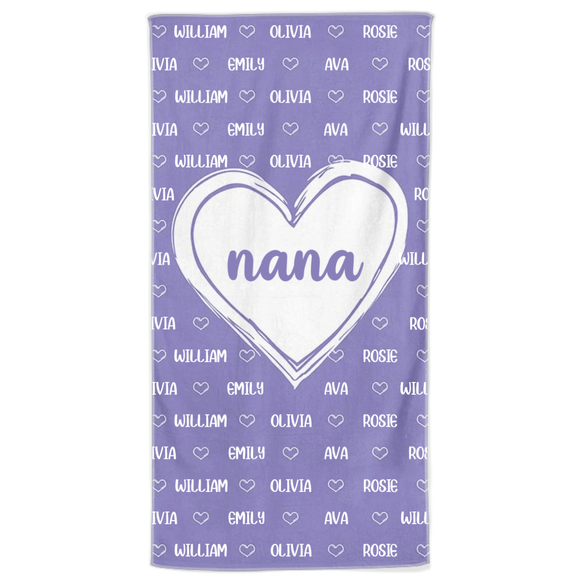 Personalized Nana & Grandkids Name Beach Towel - Custom Gift for Grandma Mom