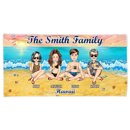 Unique Personalized Family Beach Towel - Your Custom Vacation Trip Keepsake