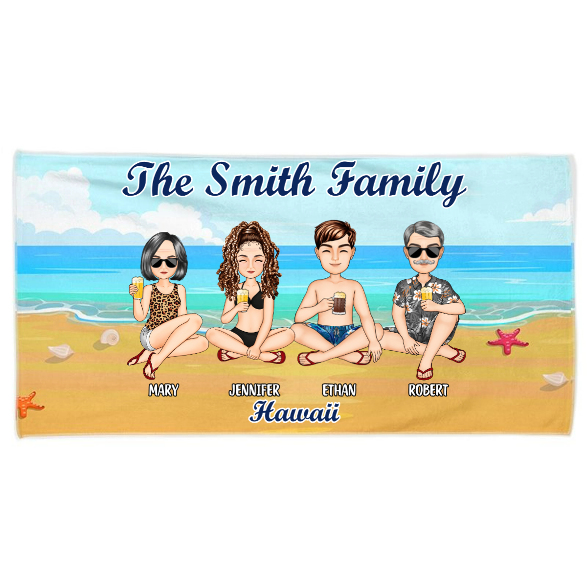 Unique Personalized Family Beach Towel - Your Custom Vacation Trip Keepsake