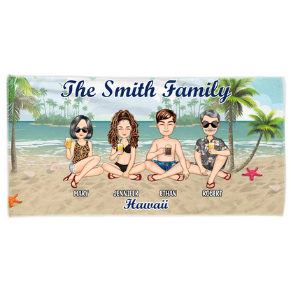 Unique Personalized Family Beach Towel - Your Custom Vacation Trip Keepsake