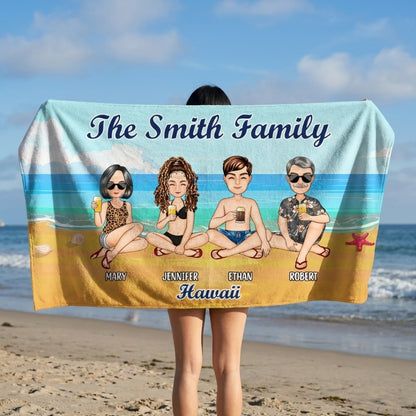 Unique Personalized Family Beach Towel - Your Custom Vacation Trip Keepsake