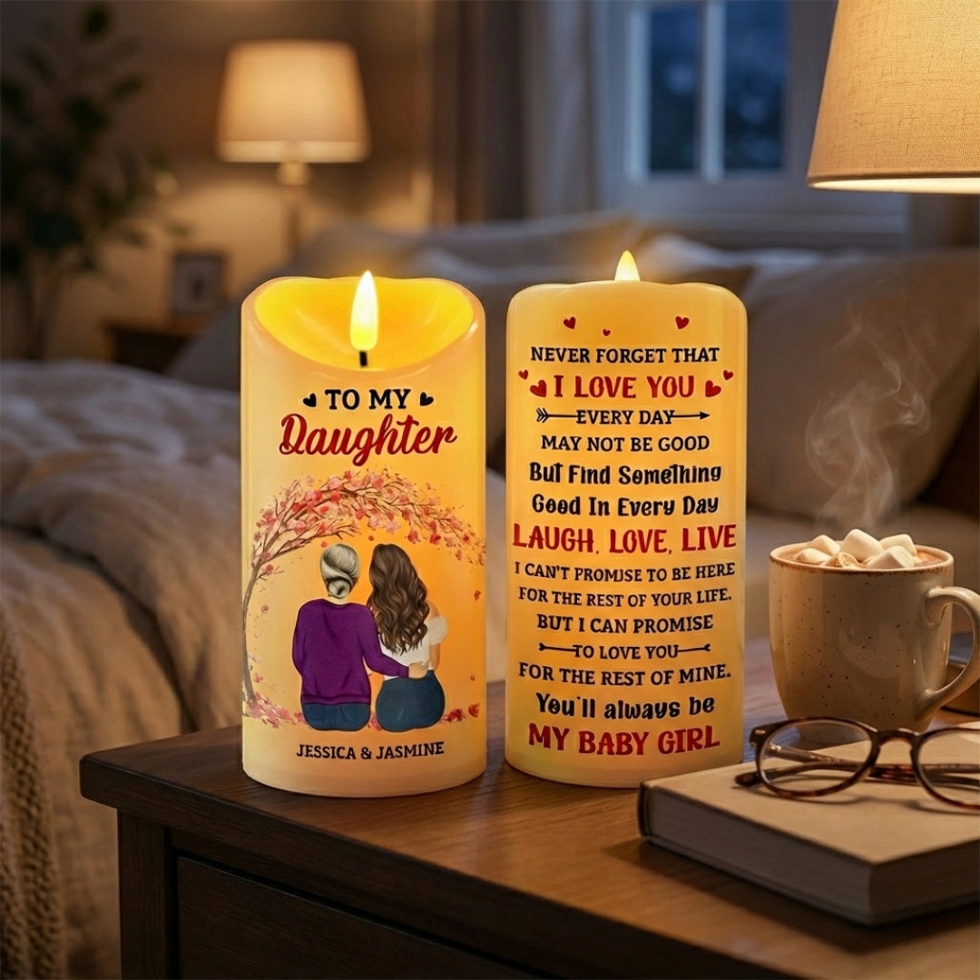 Personalized Flameless LED Candle: To My Daughter, I Love You Forever