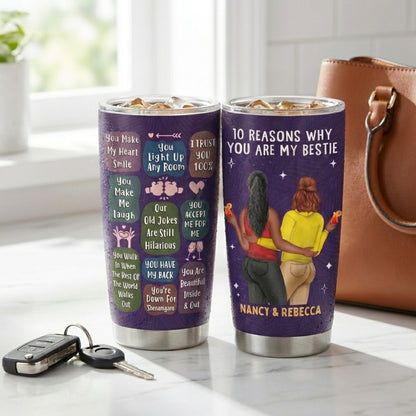 Personalized Best Friend Tumbler: '10 Reasons Why You Are My Bestie' Gift