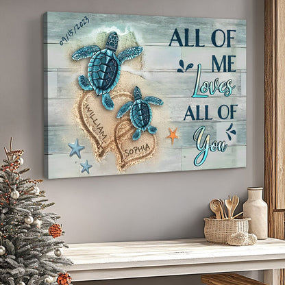 Personalized Dolphin Canvas for Couples: 'All Of Me Loves All Of You'