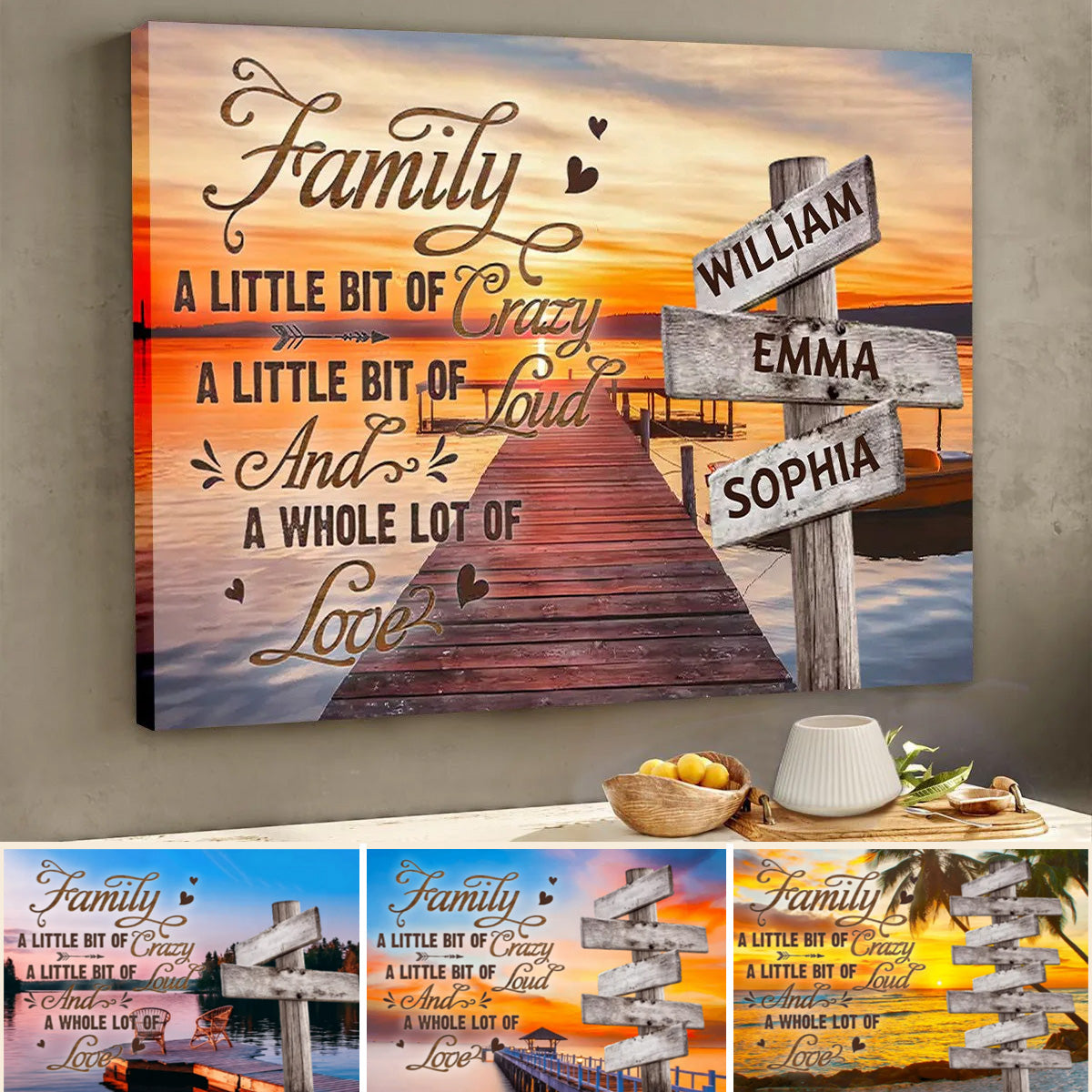 Personalized Family Love Canvas Wall Art: A Whole Lot of Love Quote