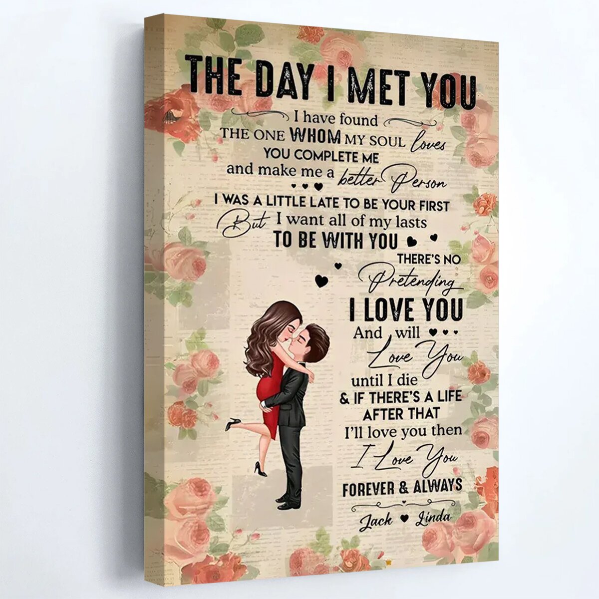 Personalized 'The Day I Met You' Canvas Art | Romantic Couples Keepsake