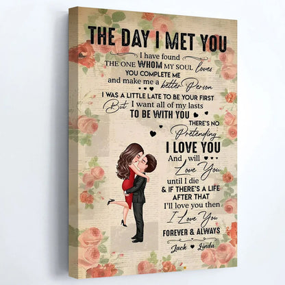 Personalized 'The Day I Met You' Canvas Art | Romantic Couples Keepsake
