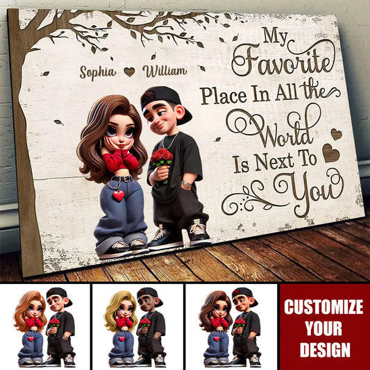 “My Favorite Place” Personalized Couple Canvas - Custom Romantic Wall Art Gift