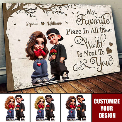 “My Favorite Place” Personalized Couple Canvas - Custom Romantic Wall Art Gift