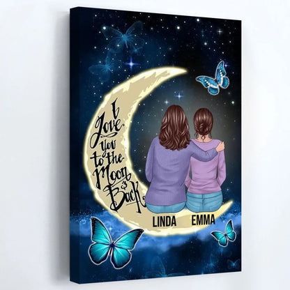 Personalized Mom & Daughter "Moon & Back" Canvas Wall Art Gift