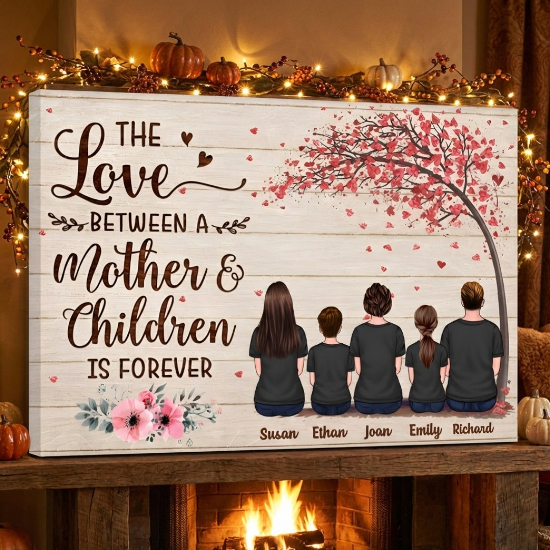 Custom Personalized 'Love Is Forever' Canvas Print for Mom & Kids