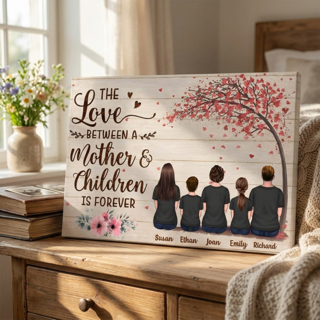 Custom Personalized 'Love Is Forever' Canvas Print for Mom & Kids
