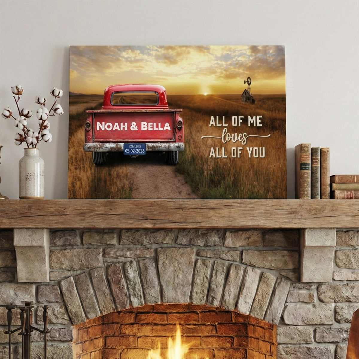 Personalized Rustic Canvas / Poster: 'All of Me Loves All of You' Couple Gift