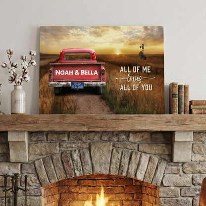 Personalized Rustic Canvas / Poster: 'All of Me Loves All of You' Couple Gift