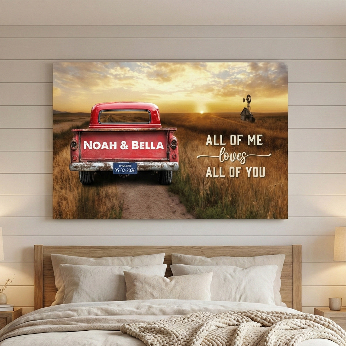 Personalized Rustic Canvas / Poster: 'All of Me Loves All of You' Couple Gift