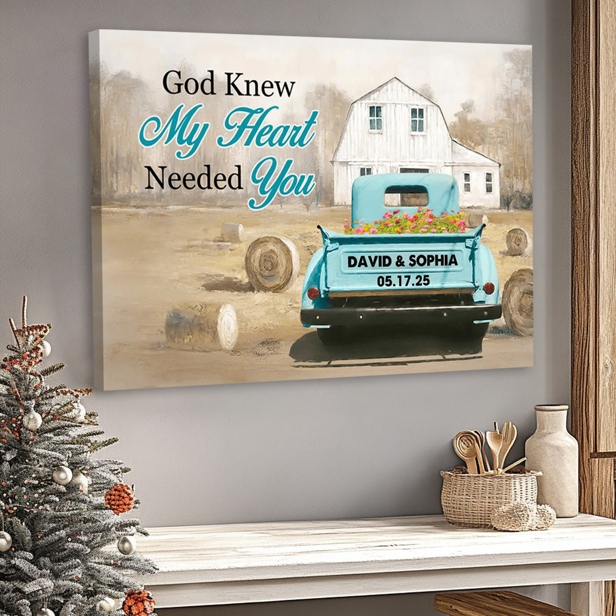 Personalized Canvas for Couples: 'God Knew My Heart Needed You' Anniversary Gift