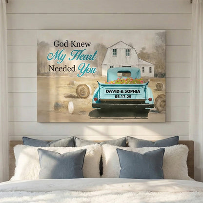 Personalized Canvas for Couples: 'God Knew My Heart Needed You' Anniversary Gift