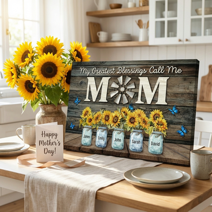 Personalized 'My Greatest Blessings Call Me Mom' Custom Canvas Gift