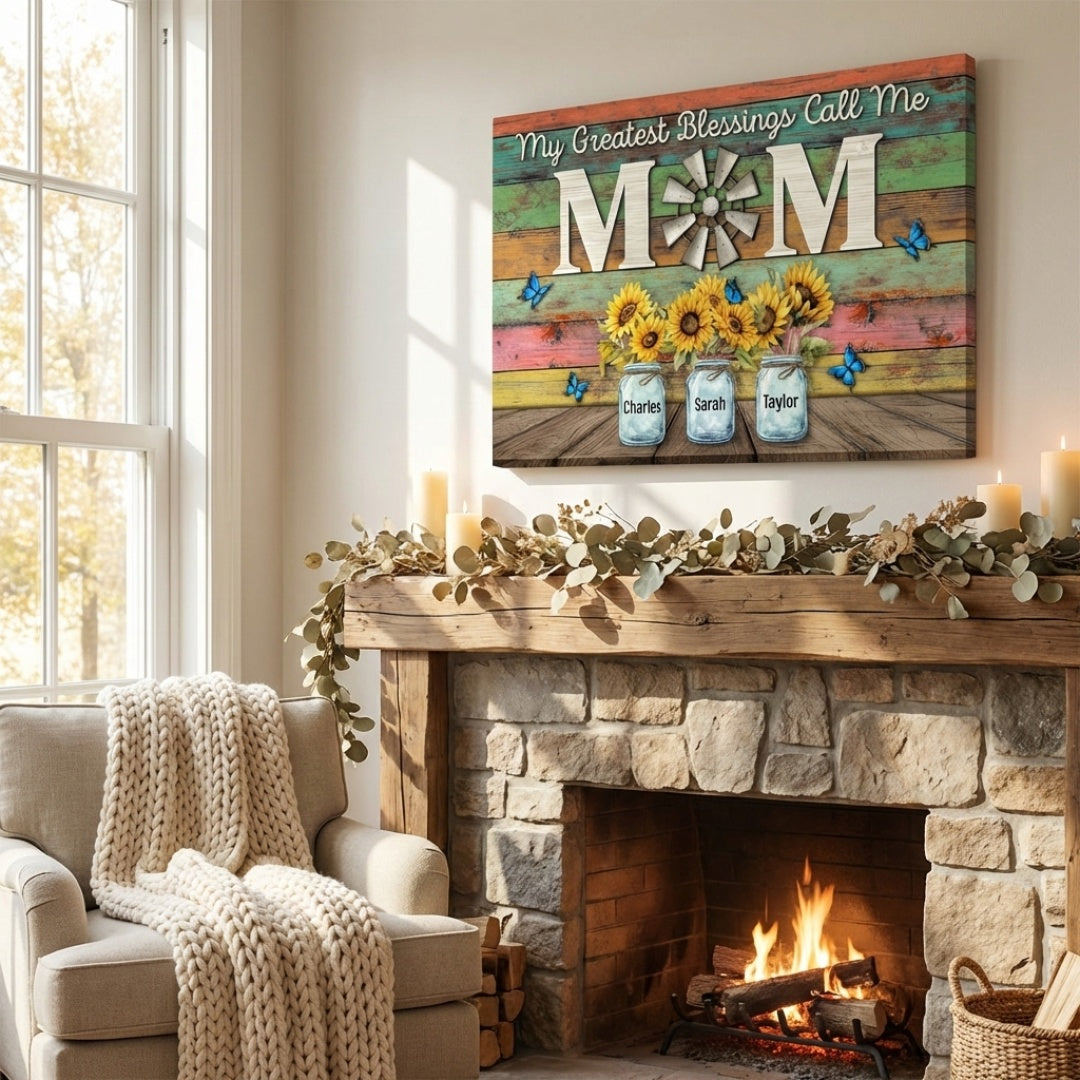Personalized 'My Greatest Blessings Call Me Mom' Custom Canvas Gift