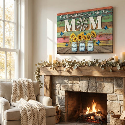 Personalized 'My Greatest Blessings Call Me Mom' Custom Canvas Gift