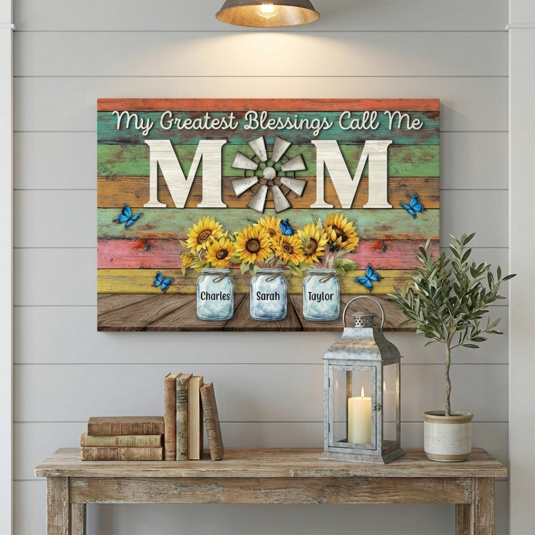 Personalized 'My Greatest Blessings Call Me Mom' Custom Canvas Gift