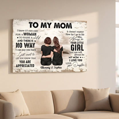 Personalized Mom Daughter Canvas: "Always Your Little Girl" Wall Art
