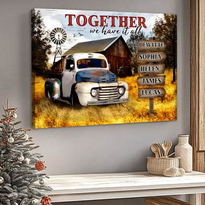 Personalized 'Together We Have It All' Rustic Family Name Canvas Art