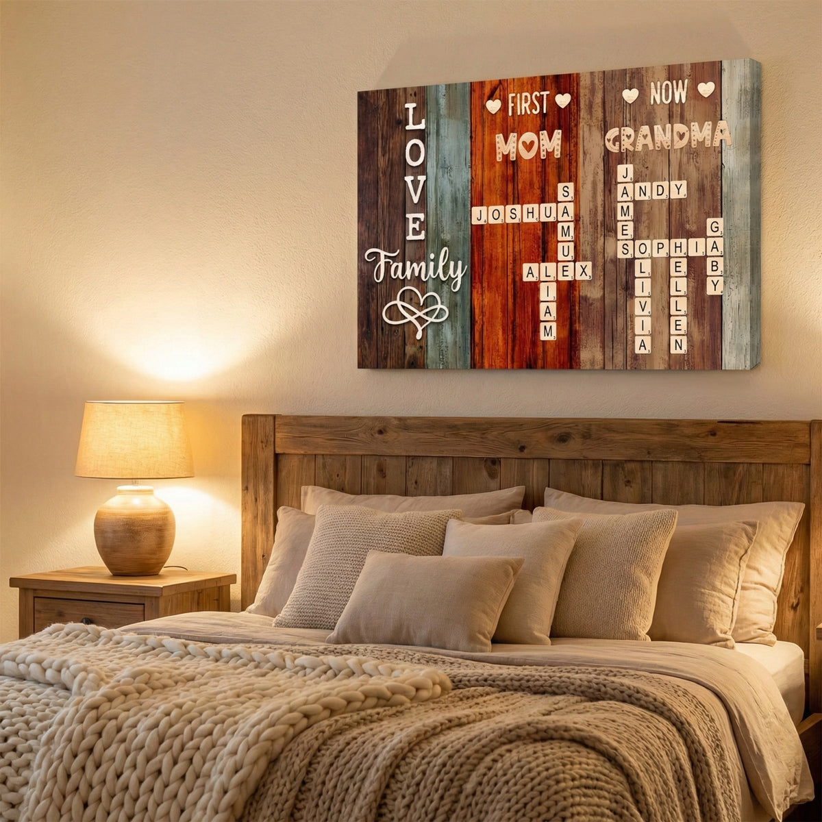 Heartfelt Custom 'First Mom Now Grandma' Scrabble Canvas / Poster for Nana