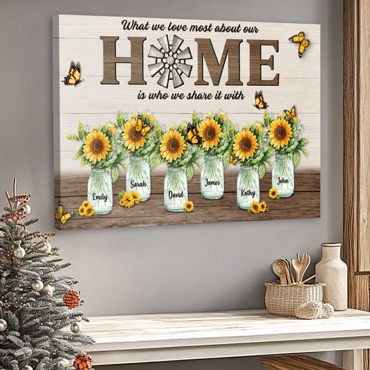 Customizable Family Canvas: "Our Home Is Who We Share It With" Wall Art