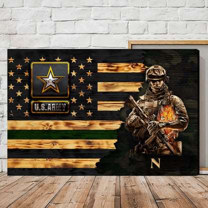 Personalized Thin Green Line Military Canvas / Poster - Custom Branch & Name Veteran Gift
