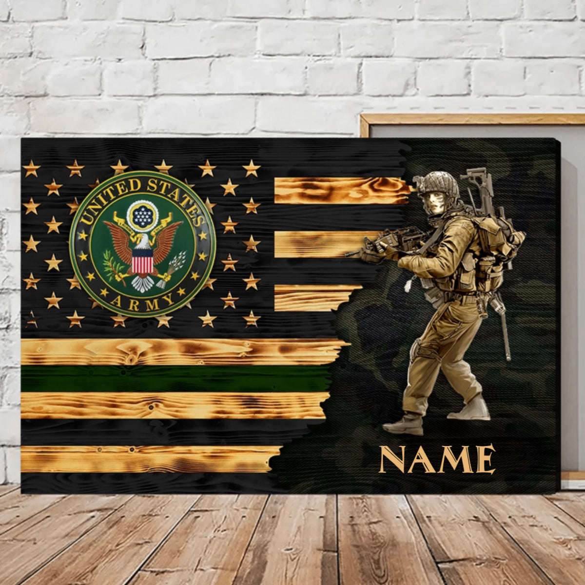 Personalized Thin Green Line Military Canvas / Poster - Custom Branch & Name Veteran Gift