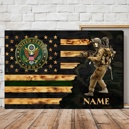 Personalized Thin Green Line Military Canvas / Poster - Custom Branch & Name Veteran Gift