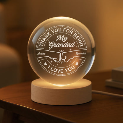 Personalized Father’s Day Crystal Ball Lamp - Gift for Dad & Grandpa