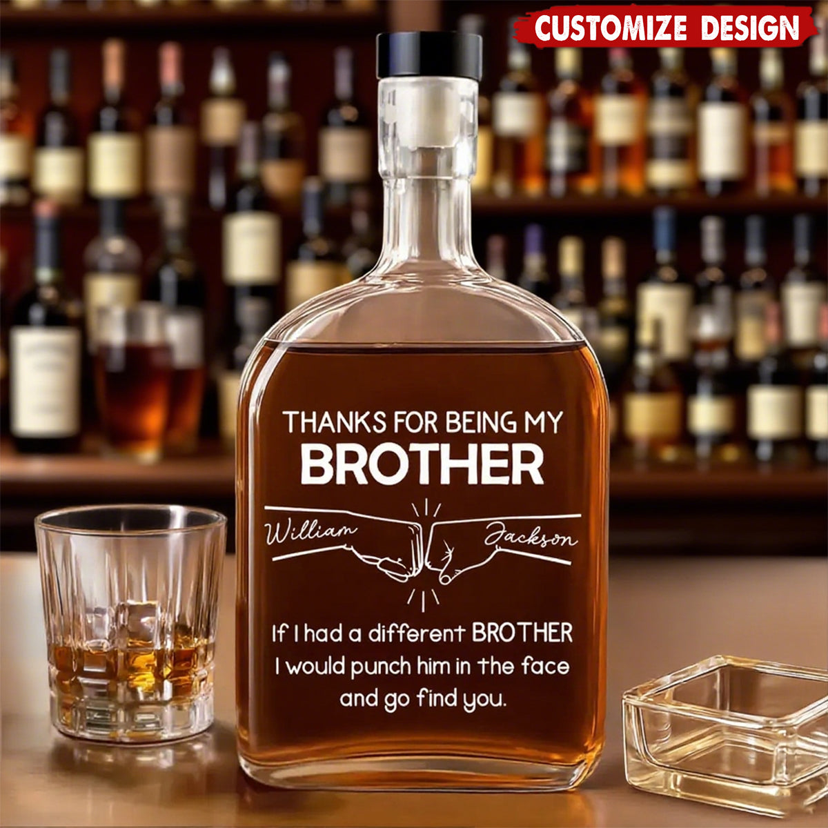 Personalized Brother Whiskey Decanter for Brother with personalized design details for meaningful gifting image 8