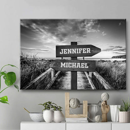 Our Names Are Recorded Next To The Ocean - Personalized Custom Canvas / Poster Wall Art