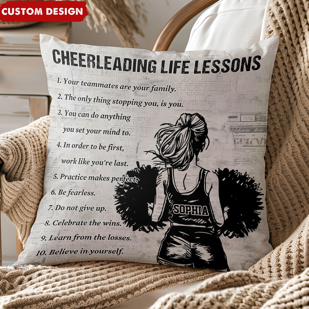 Personalized Cheerleading Life Lessons Girl Pillow - Gift For Cheerleading Lovers