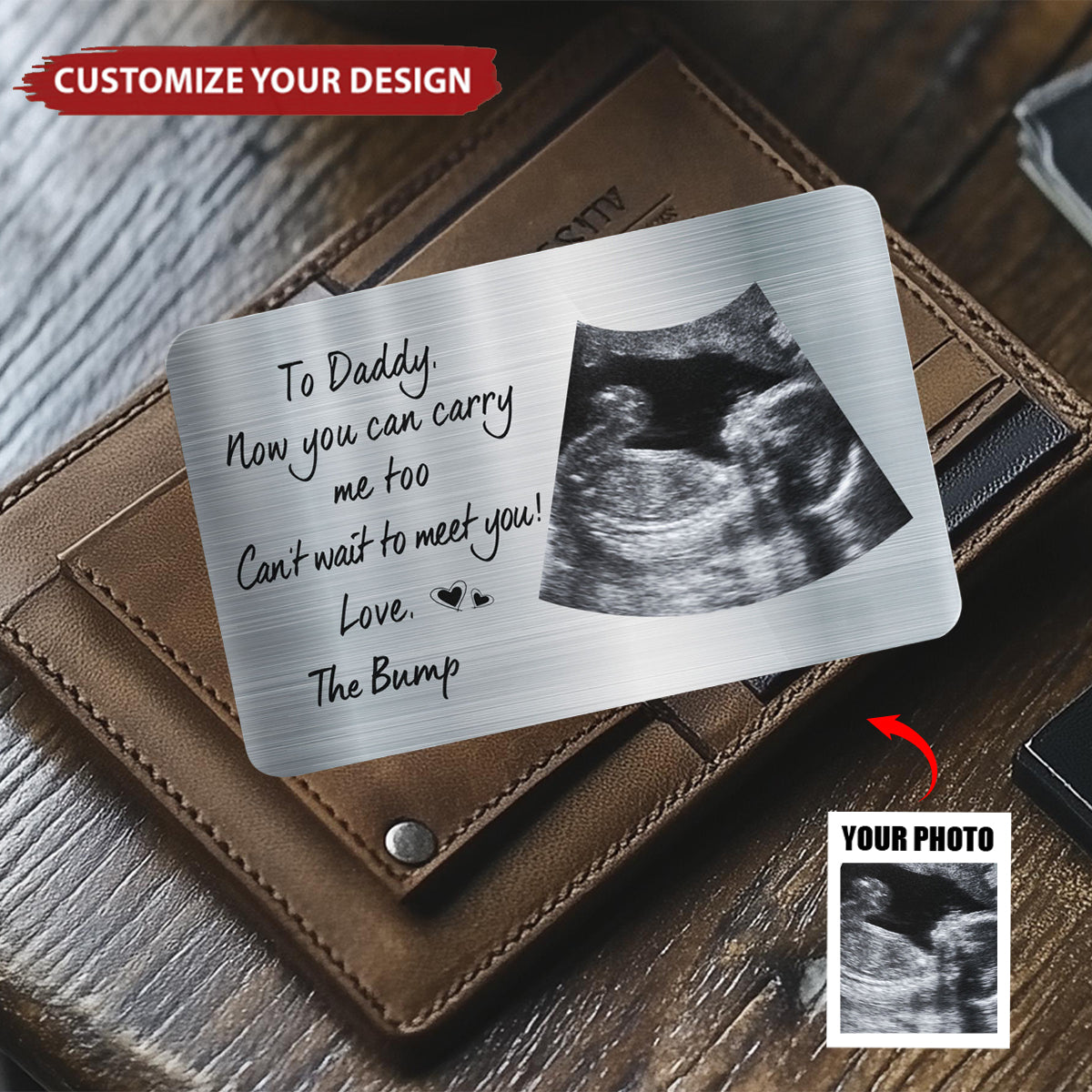 Now You Can Carry Me Too Daddy - Custom Photo Aluminum Wallet Card