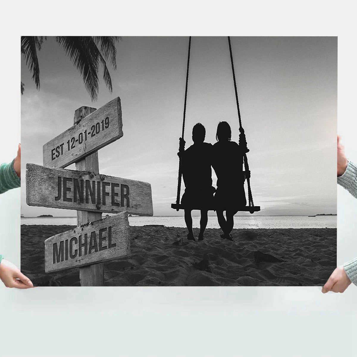 Personalized Couple Swing Canvas / Poster - Custom Names Wall Art