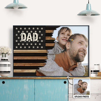 Custom Photo American Flag Canvas for Dad with personalized design details for meaningful gifting image 6