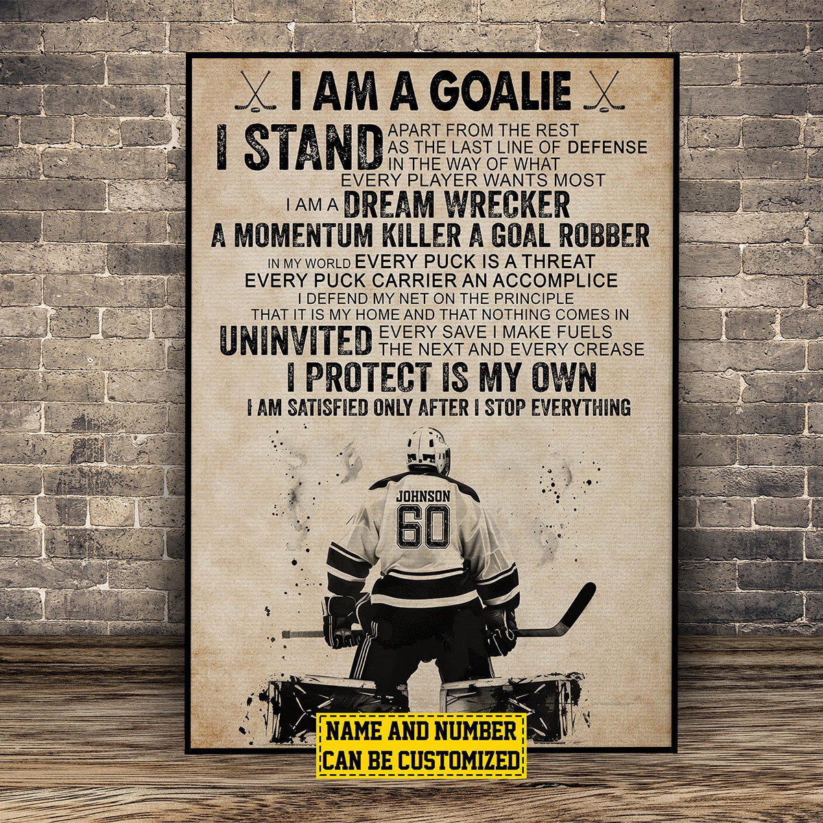 Personalized Hockey Goalie Player Poster / Canvas - Gift For Hockey Lovers