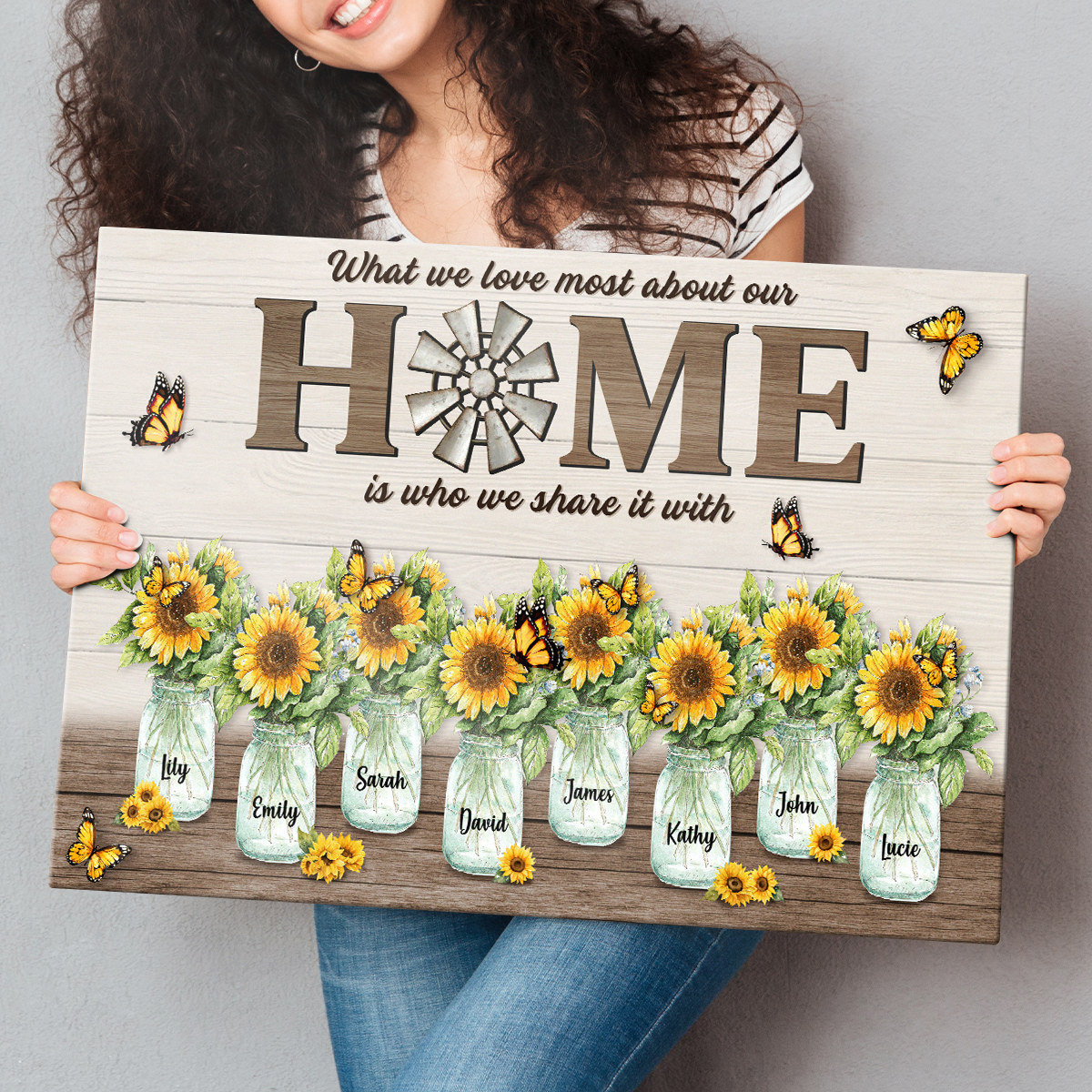 Customizable Family Canvas: "Our Home Is Who We Share It With" Wall Art
